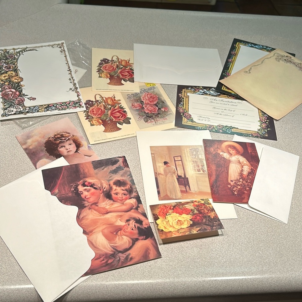Victorian Style Stationery and Rose Stickers Assortment